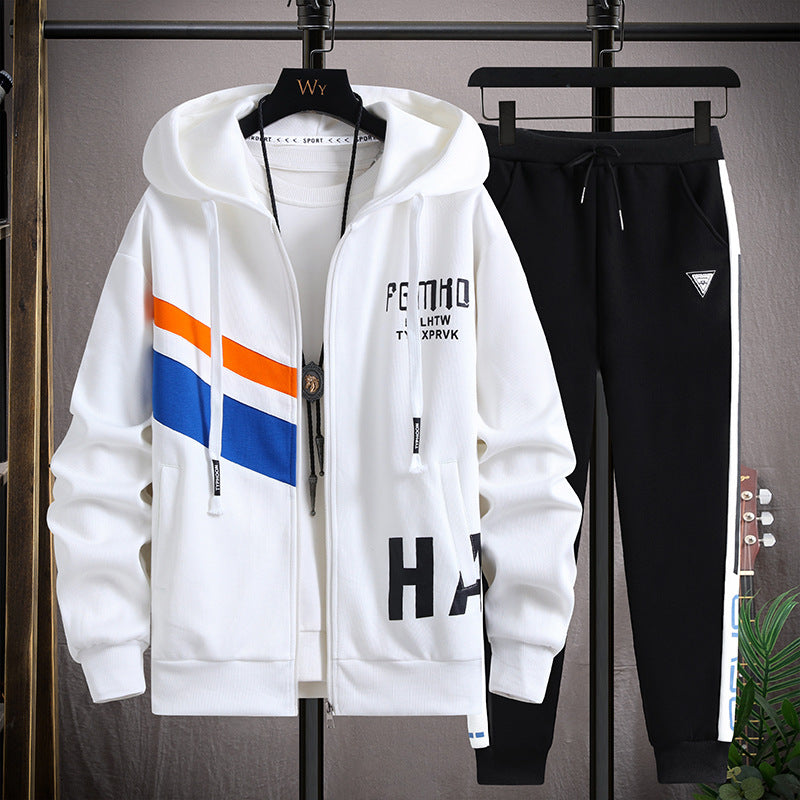 Teen Trendy Jacket Men's Sports Suit Hooded