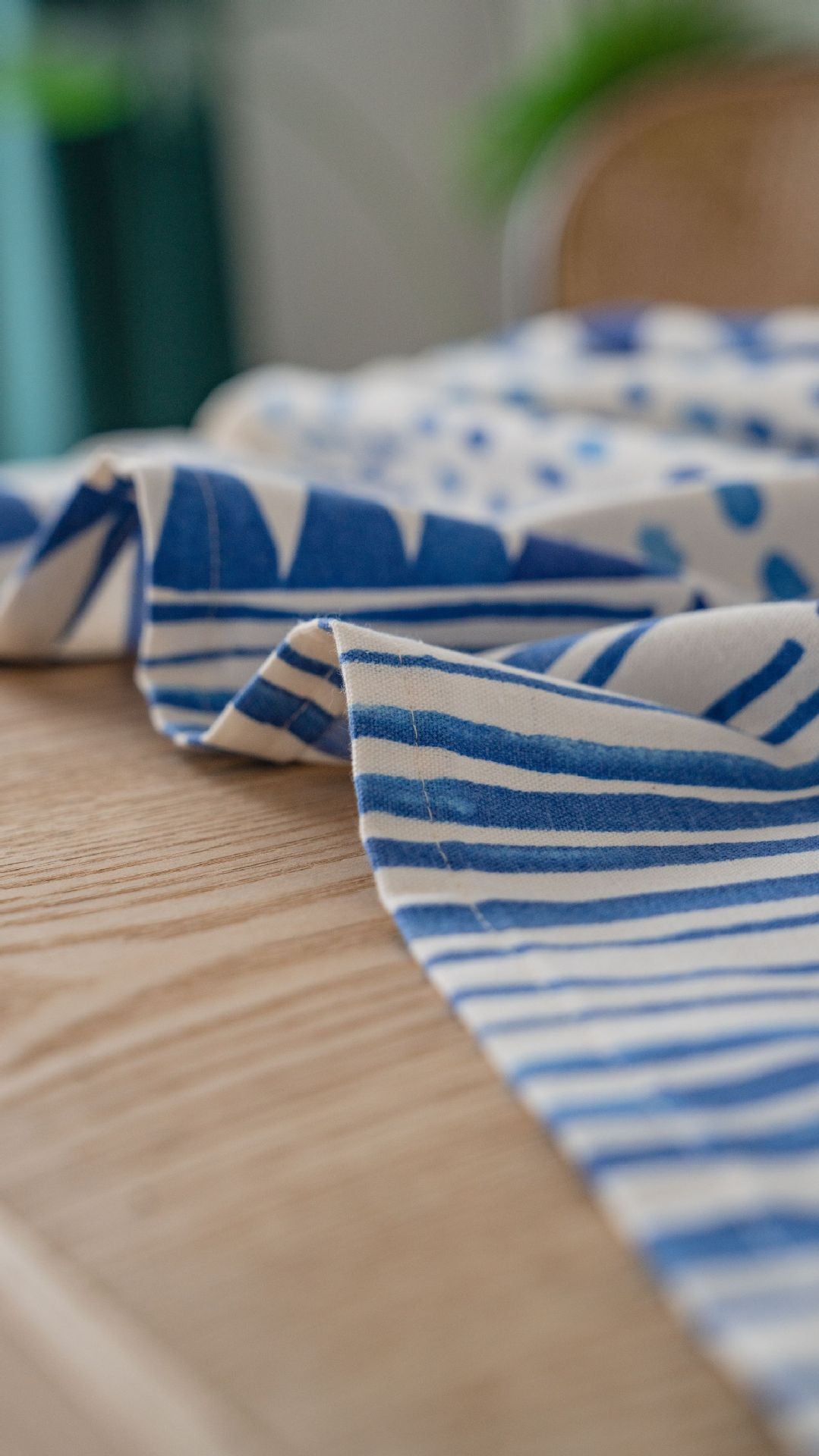 Table Cloth Blue Mosaic Geometric Printing