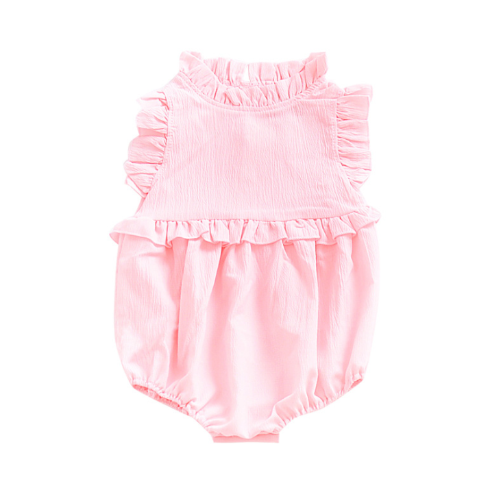 Newborn Baby Girls Sleeveless Ruffles Romper Jumpsuit Clothes Outfits Summer