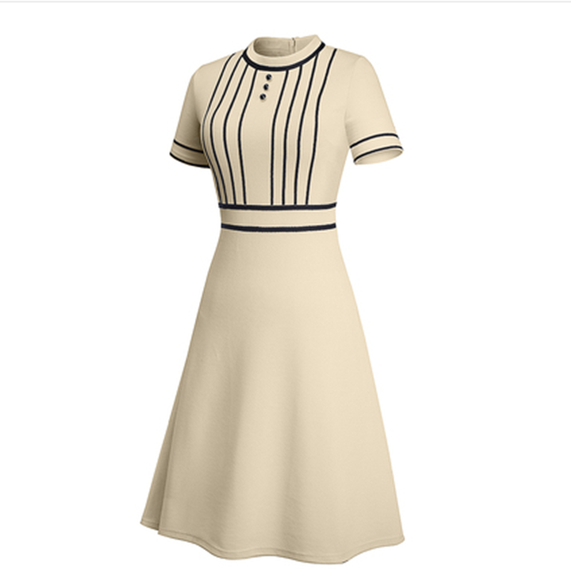 Fashion Contrast Stitching Short-sleeved Dress