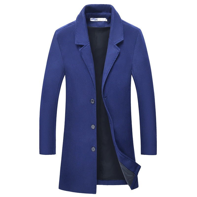 Woolen coat solid color lapel coat trench coat