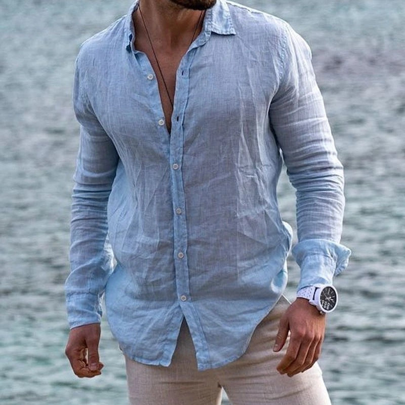 Men's Shirts Fashion Solid Color Simple Casual