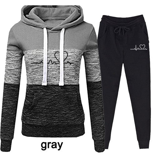 Casual Trackskuit Women Two Piece Set Suit Female Hoodies