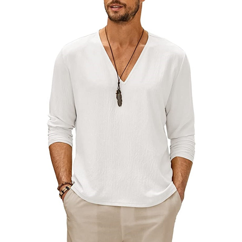 Men's Solid Color Long Sleeve Casual T-Shirt