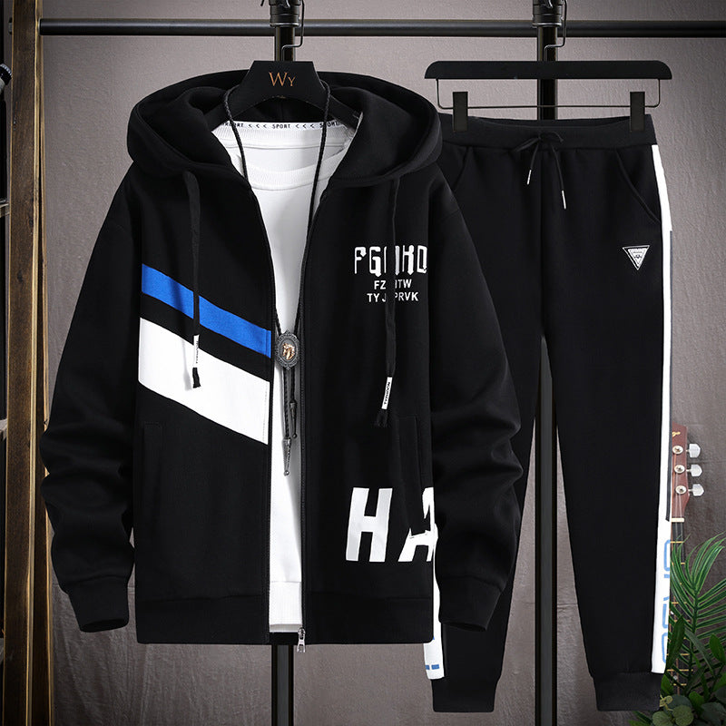 Teen Trendy Jacket Men's Sports Suit Hooded