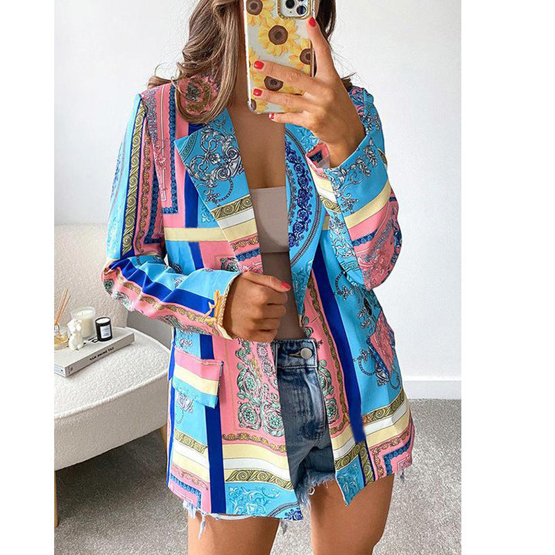 Women's Digital Printing Small Suit Jacket Ladies Top