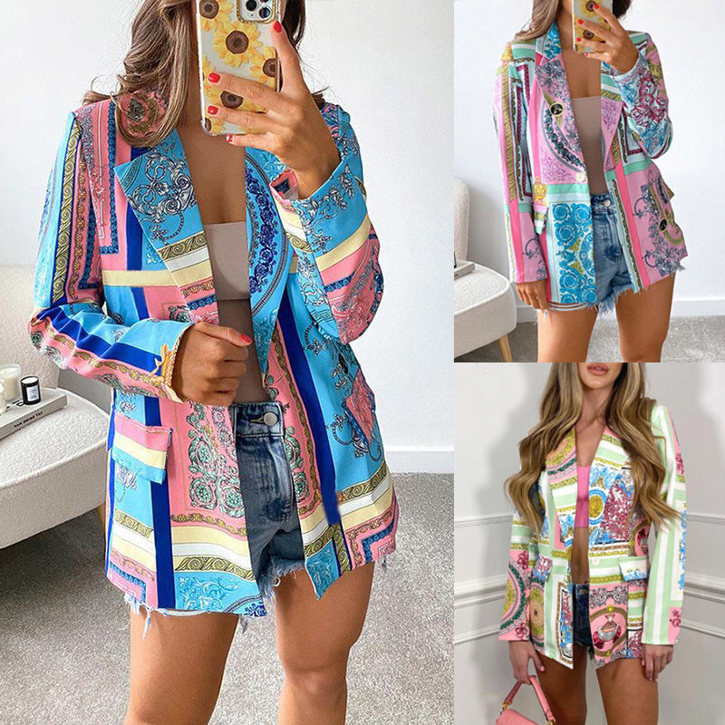 Women's Digital Printing Small Suit Jacket Ladies Top