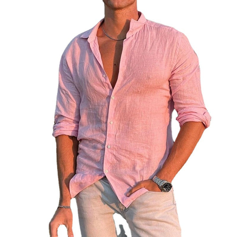 Men's Shirts Fashion Solid Color Simple Casual